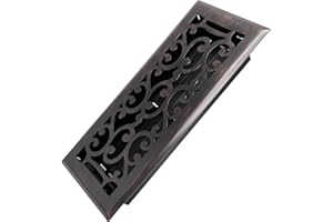 Howeall 4x10 Inches Heavy Duty Walkable Floor Register - Easy Adjust Air Supply Lever Decorative Floor Vent Covers - Savannah Design Vent Covers for Home - Oil Rubbed Bronze