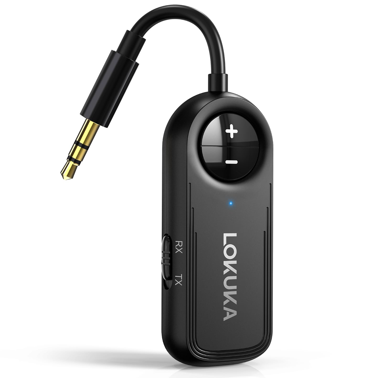 Photo 1 of LOKUKA Bluetooth 5.3 Transmitter Receiver, 2-in-1 3.5mm Aux Audio Wireless Transmitter for Airplane, TV, PC, Gym, Tablets, PS4, Bluetooth Audio Receiver for Car, Headphones, Speaker, Amp - Black