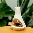 Mini-Chiminea Porta Palo Santo In Ceramica Artigianale Bianca - Bruciatore Incenso E Portacenere