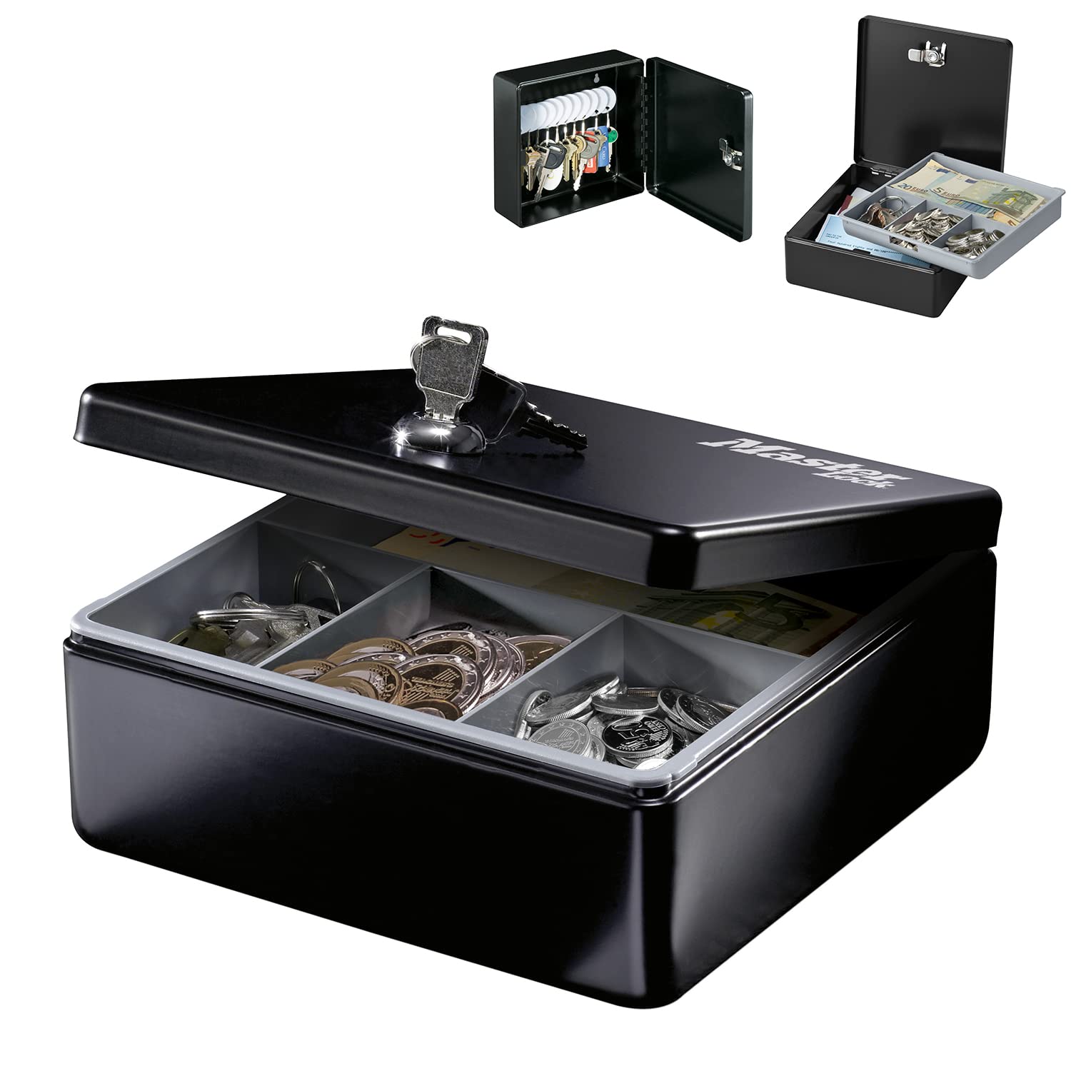MASTER LOCK Money Box or Key Cabinet [Secure Cash or Keys] [Money Tray] [10 Key Hooks] KDS1EURHRO