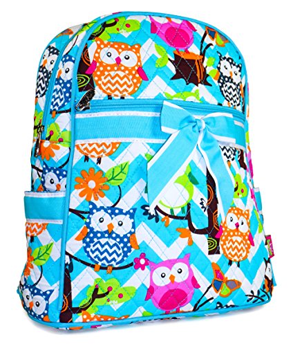 N GIL Quilted Teal Chevron Owls Backpack