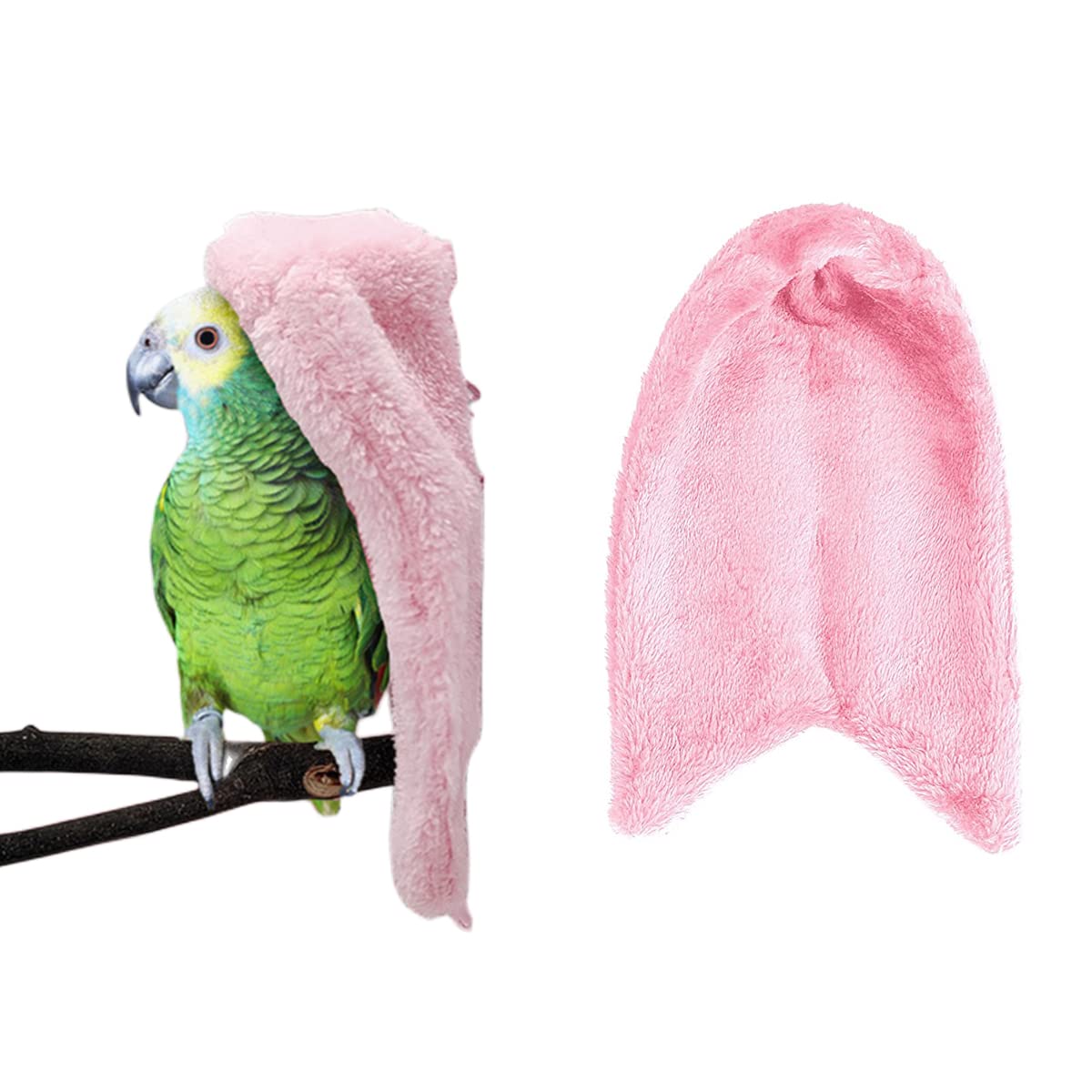 OTKARXUS Comfort Corner Fleece Bird Blanket,1PC Winter Warm Parrot Cage Snuggle Hut,Cage Bird Nest Parrot Bed for Parakeet Cockatiel Parrots Cockatiels (L, Pink)