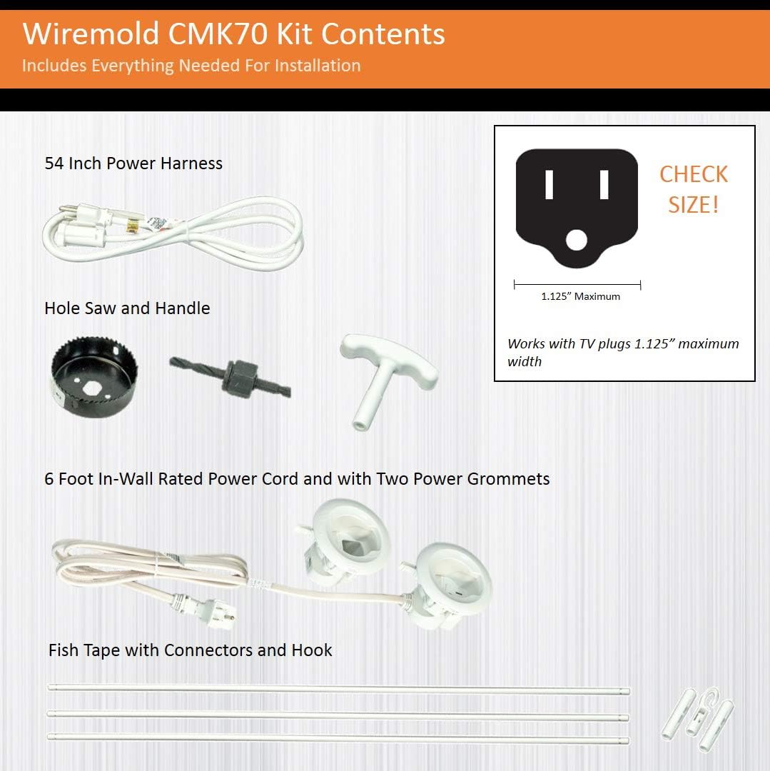 Legrand-Wiremold CMK70 Flat Screen TV Cord and Cable Power Kit: Home Audio & Theater