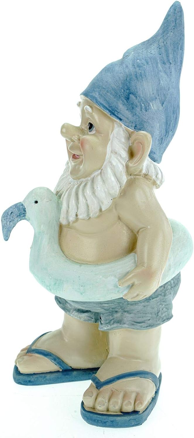Garden Gnome with Swim Ring 31 cm Garden Gnome Figure, Blue, 31 x 16 x 16 cm - Image 3