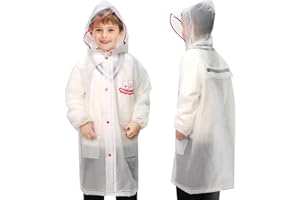 ANYOO Kids Rain Poncho with Hood Reusable Rain Jacket Lightweight & Durable Raincoats for Boys and Girls for Travel Outdoor