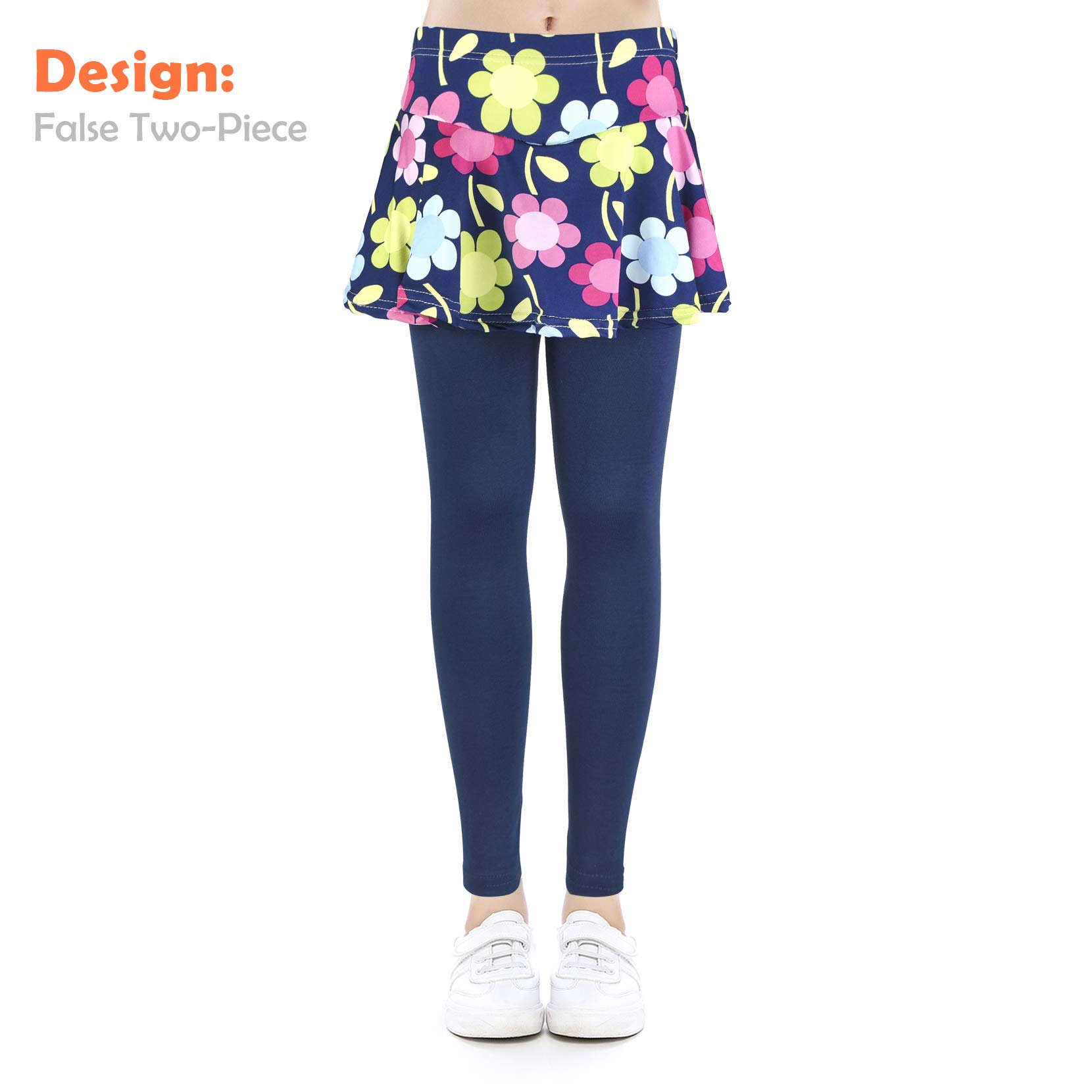 slaixiu Girls Leggings Skirt Stretchy Printing Flower Skirtpants 4-11 Years(GP12_Flower_110)