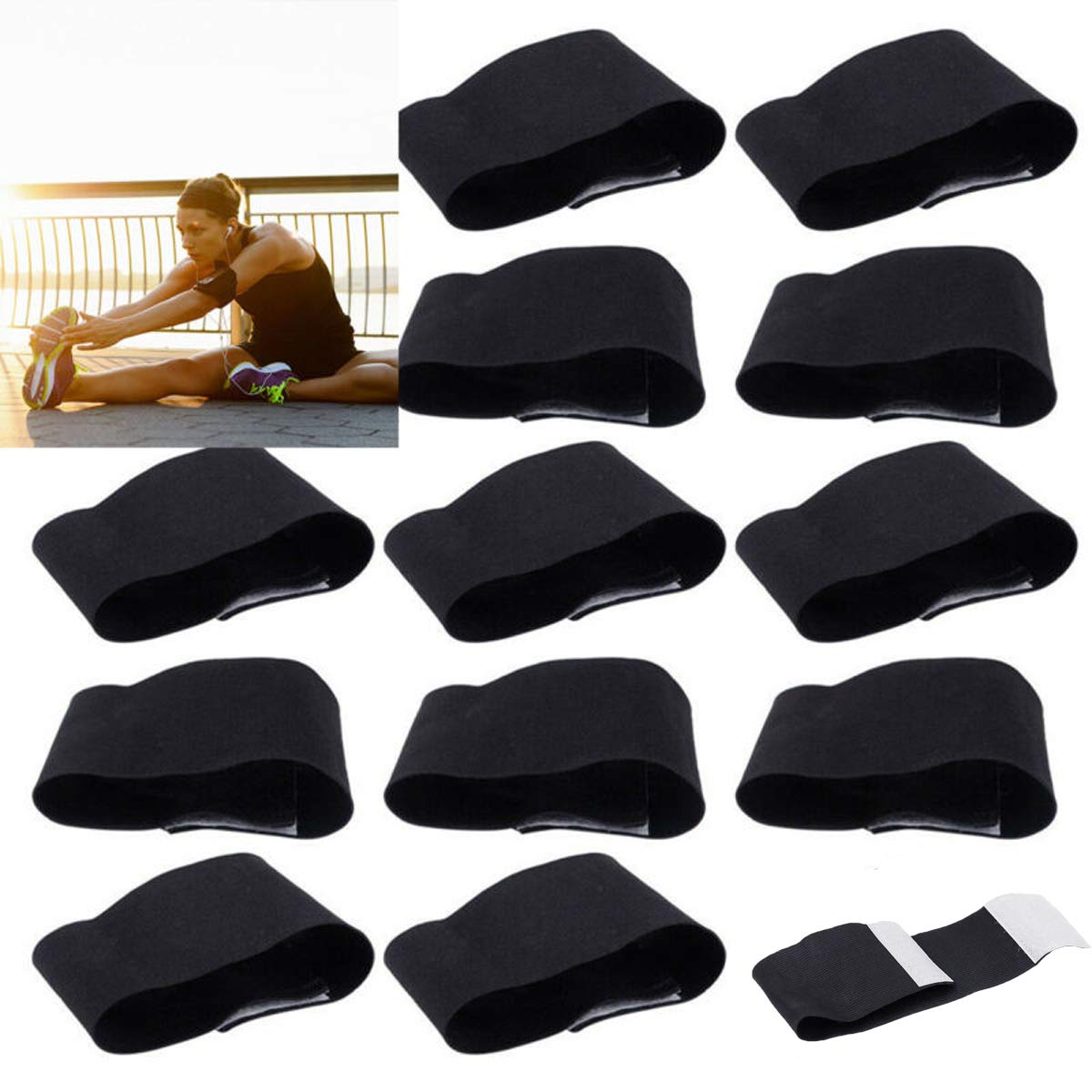Haokaini 15Pcs Elastic Arm Band for Mourning Sport, Black Loop Closure Armband for Respect Funeral Memorial Support Football Team Ourdoor Exercise, 30 X 5.2cm