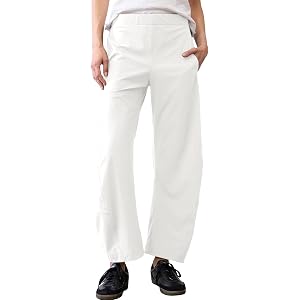SeeLuNa Women Barrel Travel Pants Elastic Waistband Tapered Leg Baggy Mid Rise Work Trousers Lounge Pant with Pockets