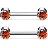 Gnznzko 14G ASTM F136 Titanium Nipple Piercing Jewelry Round CZ Nipple Barbell Jewelry Internally Threaded G23 Solid Titanium Nipple Piercing Barbell Ring Jewelry for Women Men 14 Gauge