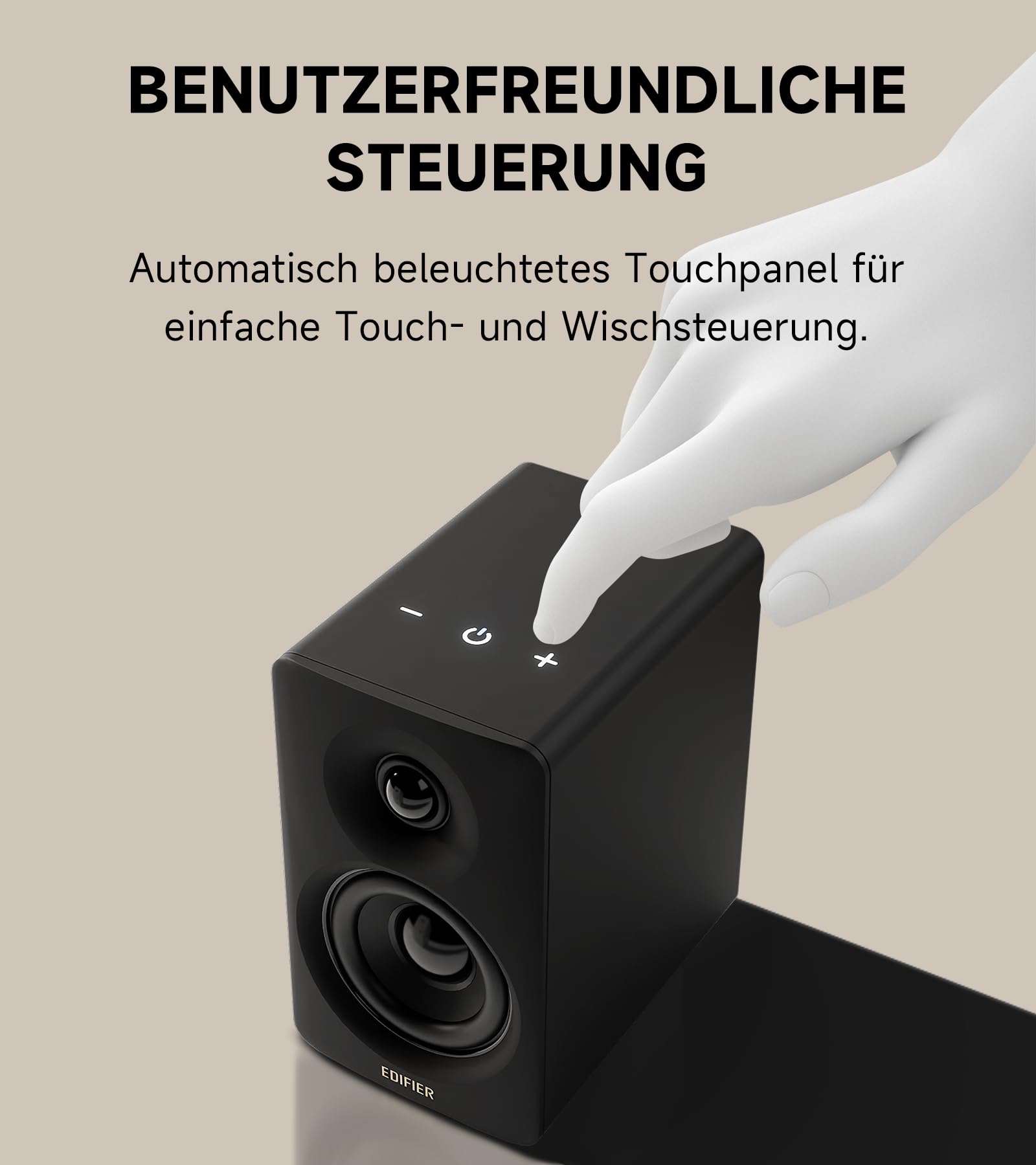 Edifier M60 Multimedia-Lautsprecher Bluetooth 5.3, 66W RMS, Hi-Res Audio & Hi-Res Wireless Audio, LDAC, 3" Mittelbass & 1" Hochtöner, USB-C & Aux-Eingänge, Kompakter Desktop Lautsprecher - Schwarz 7