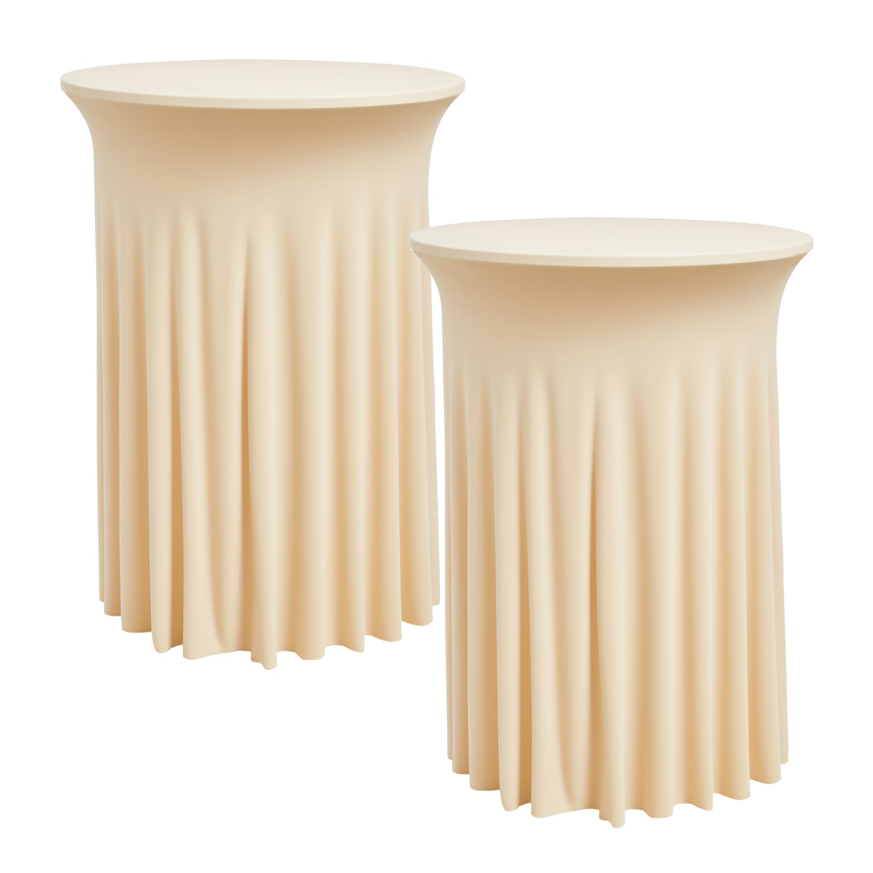 Photo 1 of 2 pk Champagne Cocktail Table Cloth Round 32×43in-High Top Highboy Bar Cocktail Tablecloths-Wrinkle Free Stretchy Fitted Spandex Table Covers with Ruffle Desk Skirt for Wedding Banquet Party Tables