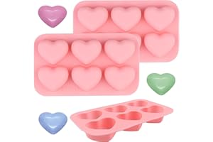 EDUEE Heart Silicone Molds 3pcs Valentine's Day Heart Chocolate Molds for Candy Ice Cube Resin Soap Jelly(Medium Heart 1.8inch)