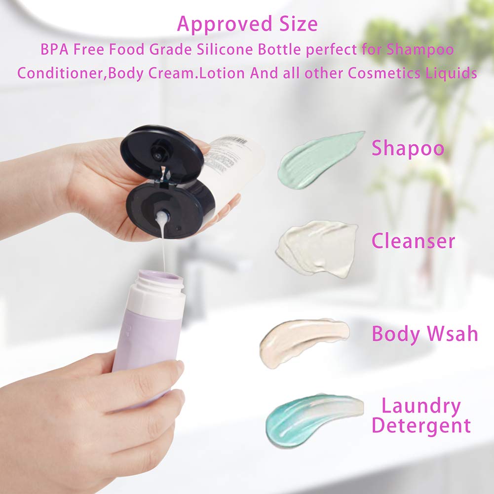 Travel Bottles sincewo Travel Containers TSA Approved Travel Size Toiletries Containers 3oz Leak Leakproof Silicone Travel Bottles for Shampoo Conditioner Lotion Face Body Wash (6 Pack)