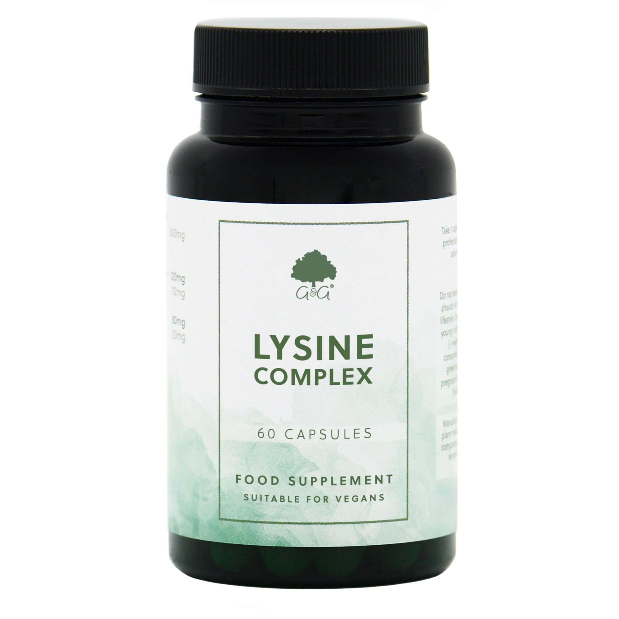 L-Lysine Complex 400mg - with Vitamin C & Zinc - 60 Vegan Capsules - Non-GMO, Made in The UK - G&G Vitamins