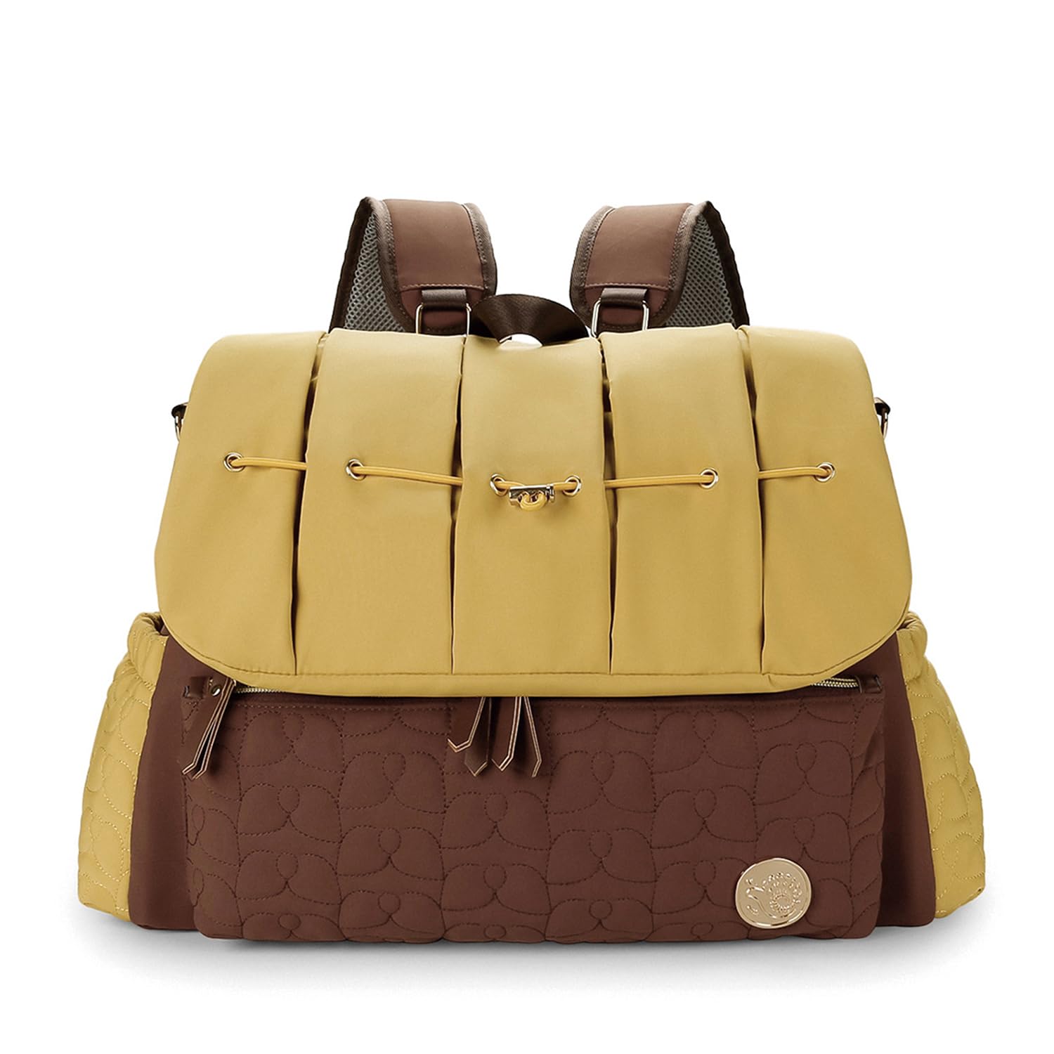 Diaper Tote With Changing Station - Large Multifunction Travel Nappy Bag for Mom (Yellow)