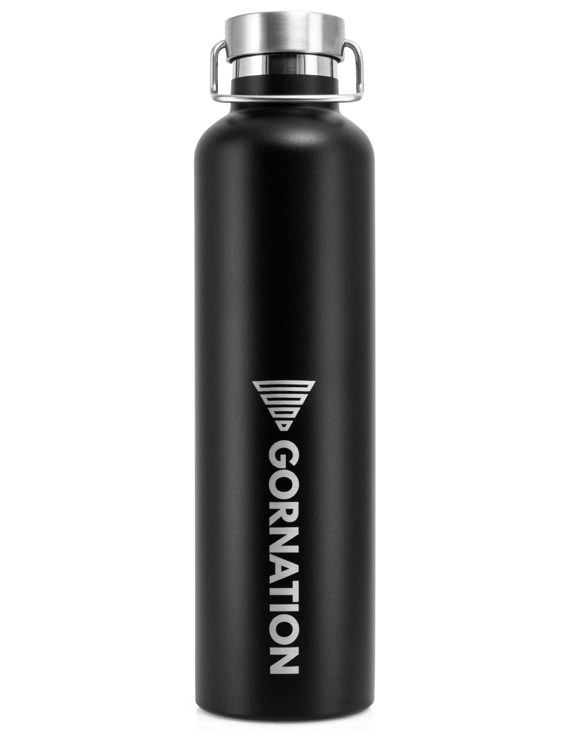 GORNATION Stainless Steel Insulated Drink Bottle, 1000ml Stainless Steel, BPA-Free, Vacuum Insulated for Hot/Cold Drinks, Bottles for Gym, School, Travel & Work, Matte Black