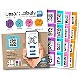 QR Code Smart Labels | Color Coded Scannable Stickers for Storage Bins, Moving Containers & Organization | Pack and Track Inventory on iOS & Android App | Pack of 48 (Modern)