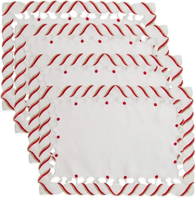 Fennco Styles Christmas Candy Cane Design Table Placemats