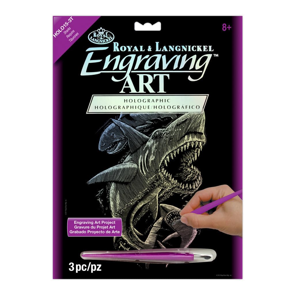 Royal & Langnickel Glow In The Dark Engraving Art A4 Size Sharks Designed Painting Set
