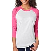 Next Level Unisex Triblend 3/4-Sleeve Raglan 3XL VT PINK/ HTR WHT