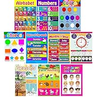 L & O Goods Educational Posters for Preschoolers, Toddlers, Kids, Kindergarten Classrooms | Fun Early Learning for Alphabet Letters, Numbers, Shapes, Colors, Seasons, Emotions, Days, Months, More