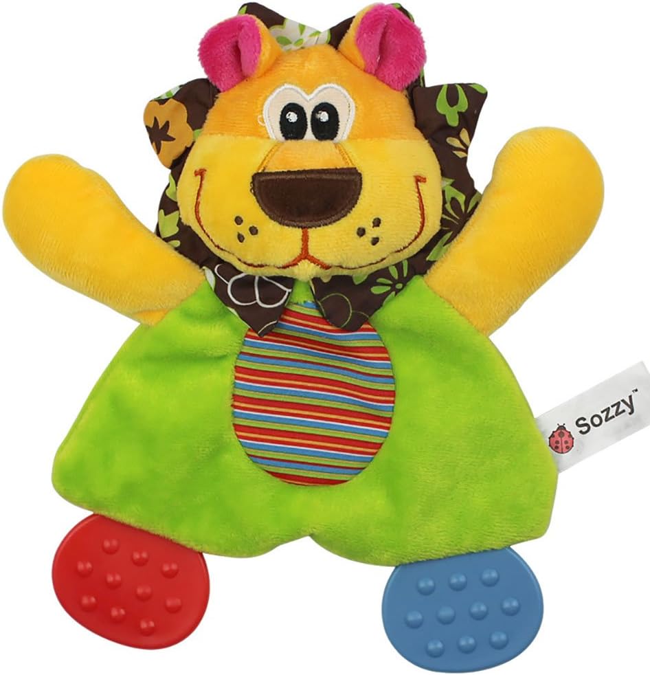 Amazemarket Baby Toys Soft Appease Towel Handkerchief Teether Comfort Playmate Plush Rattles Newborn Babies Educational Gifts Color Lion