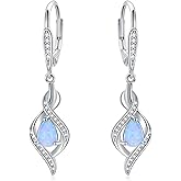 Opal Earrings Sterling Silver Opal Dangle Drop Dangly Leverback Earrings Jewelry Gifts for Women