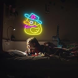 JanHune Duck Neon Sign Cowboy Hat Duck Neon Lights