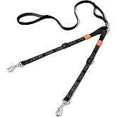 HOWGO Double Dog Leash,Tangle-Free 360 Swivel(Black, Pro S-M w.Handle) | Individually Adjustable Length, Double Padded Handles,Aviation Aluminum Hooks,Durable Nylon,No-Tangle Walking,All Breeds