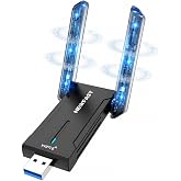NEWFAST AX5400 USB WiFi 6 Adapter for Desktop PC Tri-Band USB 3.0 WiFi U353 | 6GHz Wireless Network Adapter for Desktop PC,2&times;High Gain Antenna,Support WPA3,MU-MIMO,OFDMA,WiFi 6E Dongle for Windows 11/10