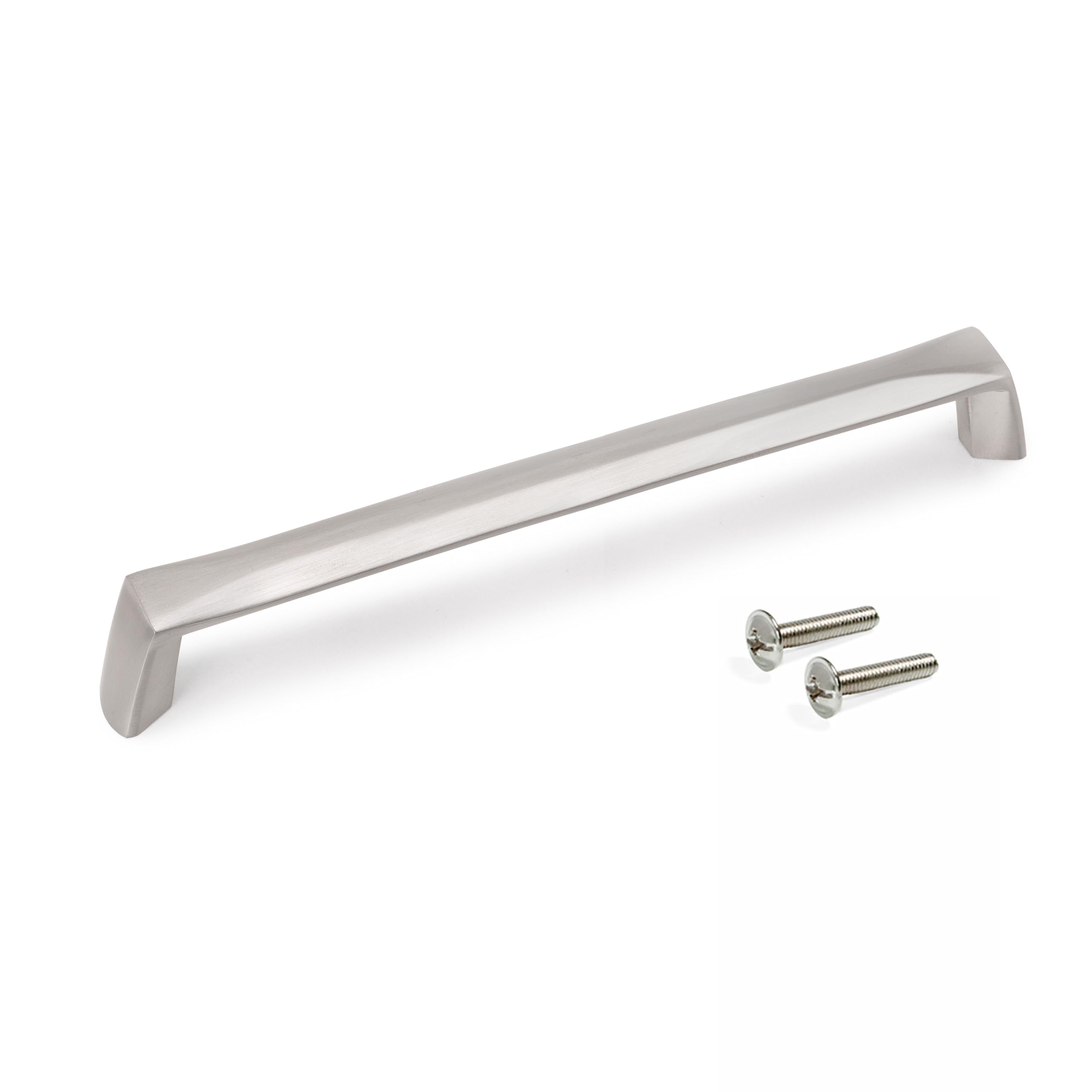 Emuca - Lot of 10 Furniture Handles, L174mm, 160mm Interaxis, Zamak, Satin Finished Nickel