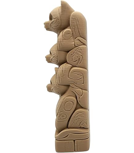 Eagle Totem Pole Collectible Figurine - Striking Wildlife Desk Decor with Detailed Animal Faces for Unique Gift Display