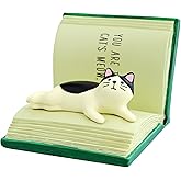 RAQWI Cute Cat Lay on Book Phone Stand Animal Resin Gifts for Cat Lovers, Home & Office Fashion Accessories (Green)