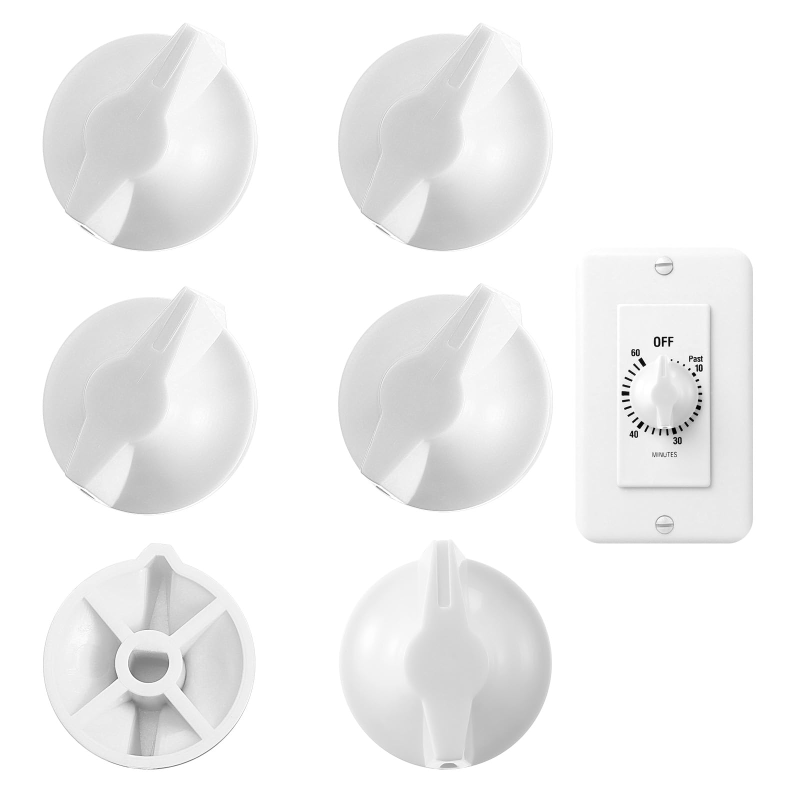6Pcs Timer Knob Replacement, Timer Switch Knob Compatible with Intermatic - 146MT574, Timer Switch Parts FD Series Spring Wound Timers for Wall Timer Bathroom Fan Light Compatible