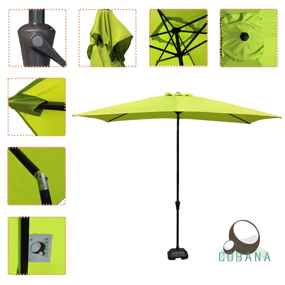 Cobana Rectangular Patio Umbrella 6 6 By9 8 Outdoor Table Market Umbrella With Push Button Tilt Crank Lime Green Umbrellas