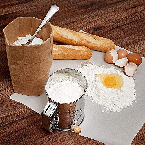 Flour Sifter Stainless Steel, Hand Crank Flour Sifter for Baking Almond Powdered Sugar Sifters -Fruits Vegetables Cleaning Sifting-Essential Kitchen Tools - Thumbnail 3