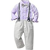 amokk Gentleman Outfits Formal Wear for Toddler Baby Boys Bow Tie and Suspenders Clothing Set