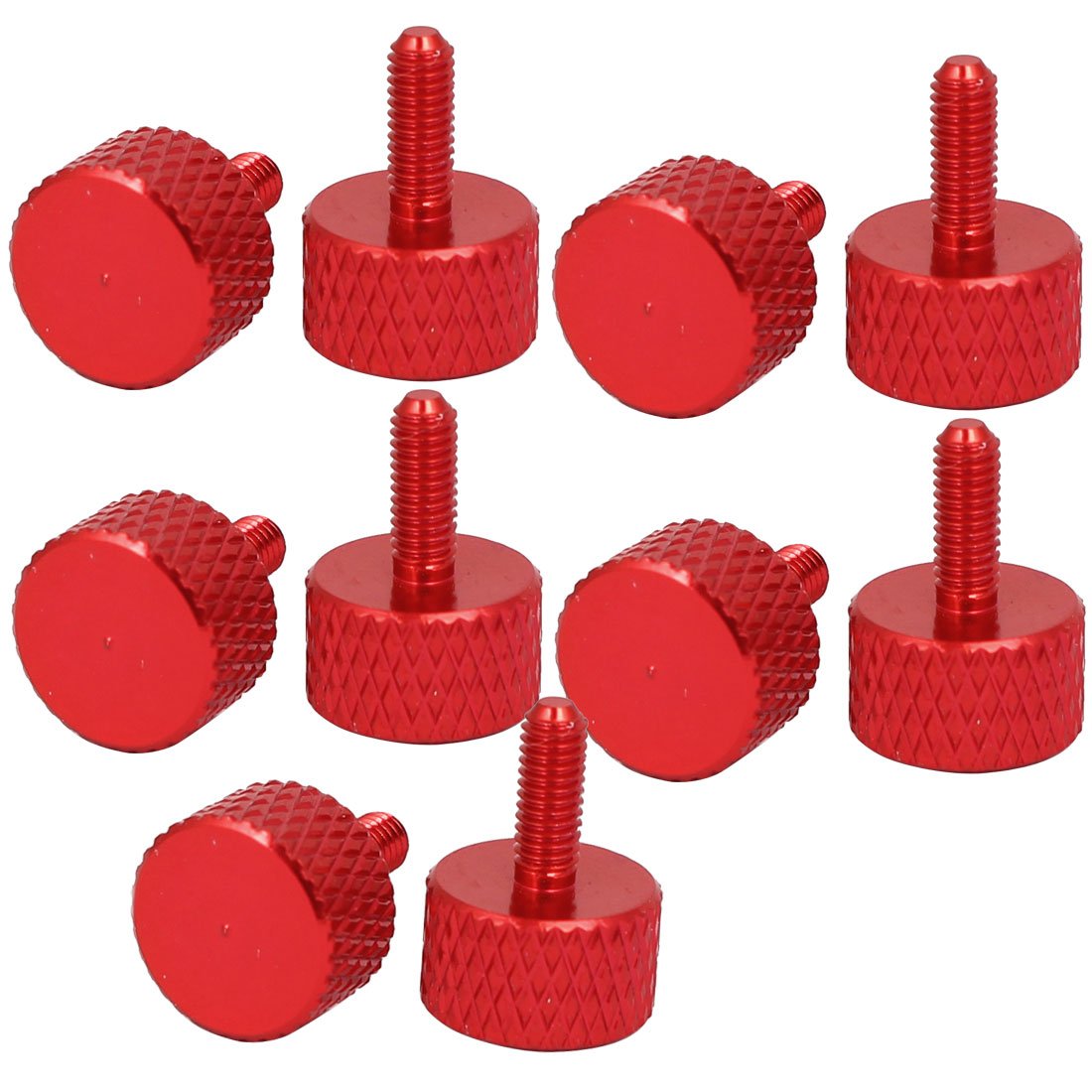 sourcing map Computer PC Graphics Card M3x8mm Fully Threaded Knurled Thumb Screws Wine Red 10pcs