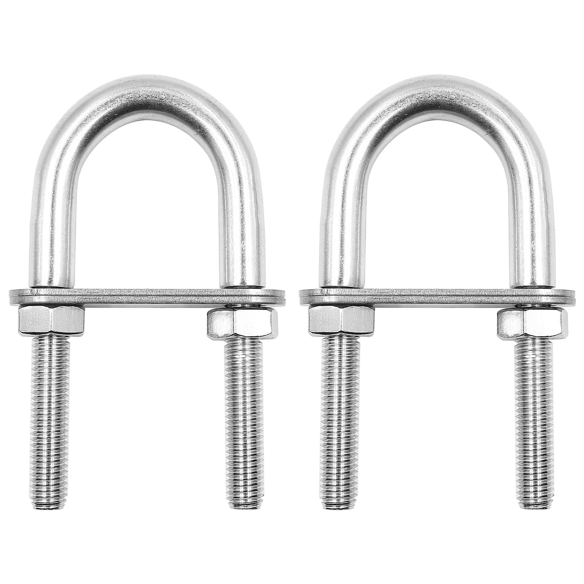 Pack of 2 ZONADAH U Bolts M8 100x37mm,304 Stainless Steel Round Bend U-Bolts with Plates Nuts,U Bolt Accessories, U Shape Bolts,U Brackets for Boat Hardwar Automotive Plumbing Home and Industrial