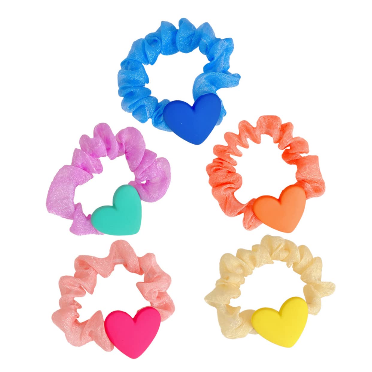 FRCOLOR 5pcs Heart Ruffled Hair Tie Hair Accessory for Girls Women's Hair Accessories Girl Hair Accessories Hair Ties for Girls Hair Rope Scrunchies for Women Elastics Hair Bands Resin