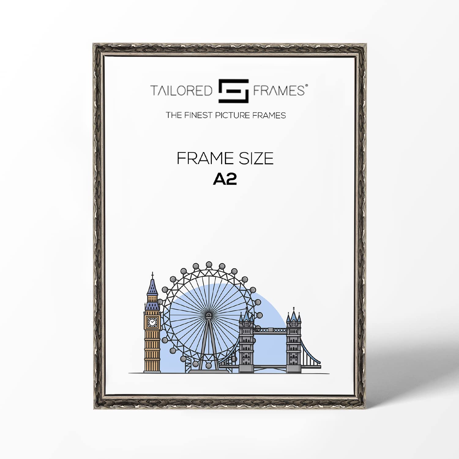 Tailored Frames Vienna Silver Ornate Vintage Shabby Chic A2 (59.4 x 42cm) Single Picture Frames | Wall Hanging Type | Photo Frame Without Mount