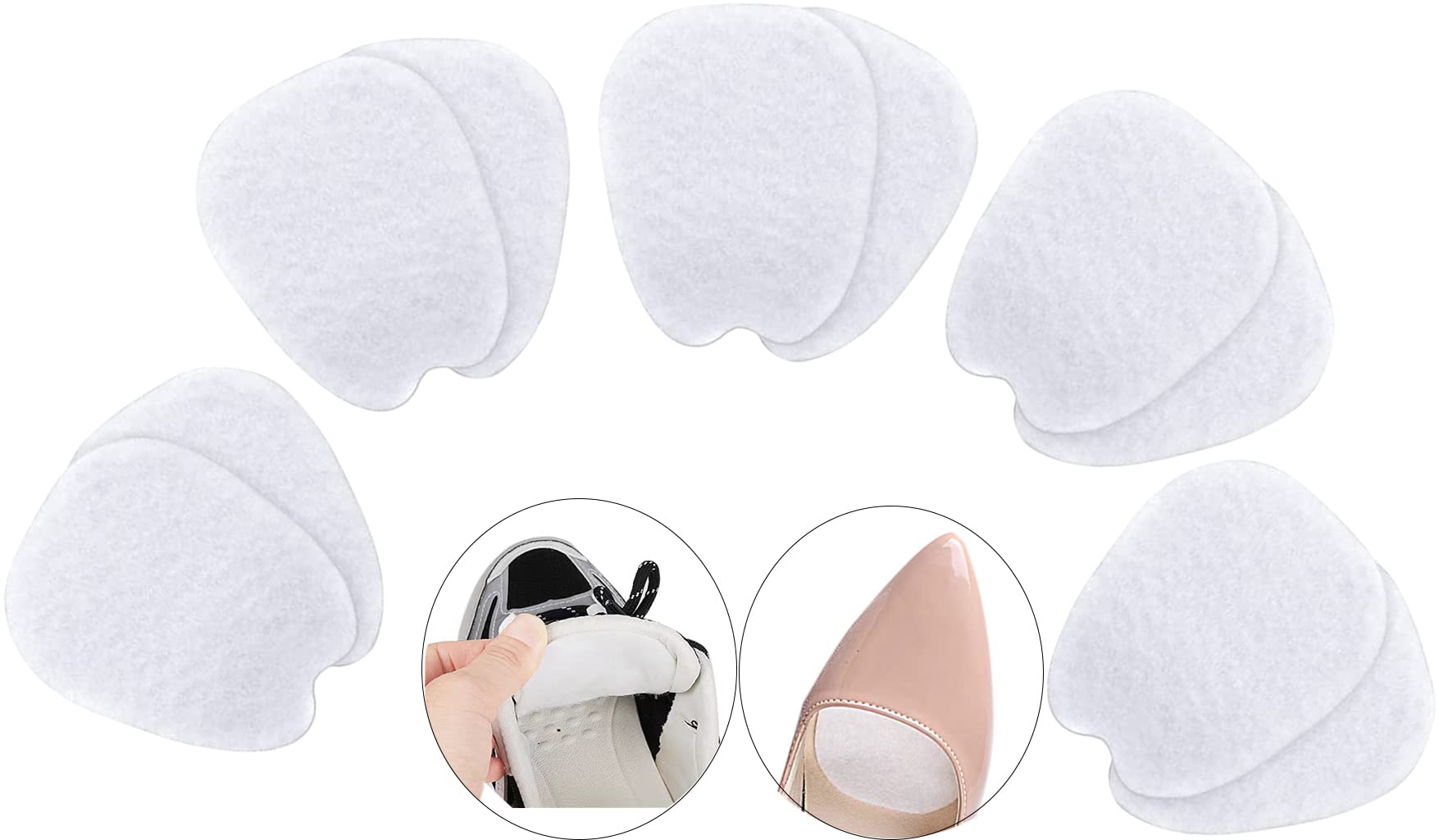 xincentre 5 Pairs Non-Slip Felt Tongue Pads for Shoes, Thin Leather Insoles for Men & Women