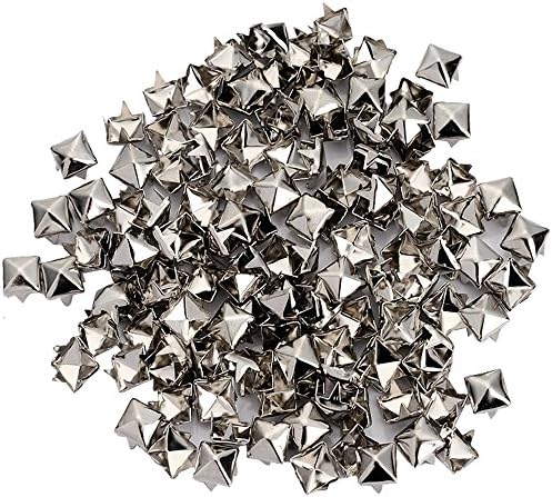 200pcs Punk Colors Metal Square Pyramid Rivet Cone Studs Nailhead Craft Spike DIY (6mm, Silver)