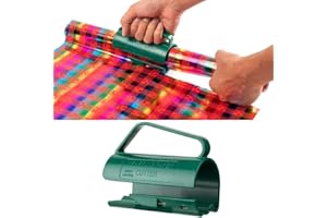 MARCHMARS Green Wrapping Paper Roll Cutter Wrapping Paper Cutter Tool with Handle Push Cut Easy Sliding Birthday Gift Wrap Paper Roll Dispenser and Cutter Holder 1Pcs Green