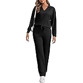 ZVO Women's Two Piece Outfit Drawstring Short Sleeves Pullover High Waisted Fashion Clothing Long Pants Tracksuit