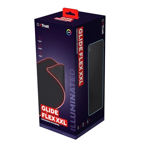 Trust Gaming GXT 764 Glide-Flex RGB Mauspad XXL, 930x300 mm, Gaming Mousepad mit LED Beleuchtung, rutschfeste Gummiunterseite, Große Schreibtischunterlage, USB-betrieben, Desk Mat - Schwarz 10