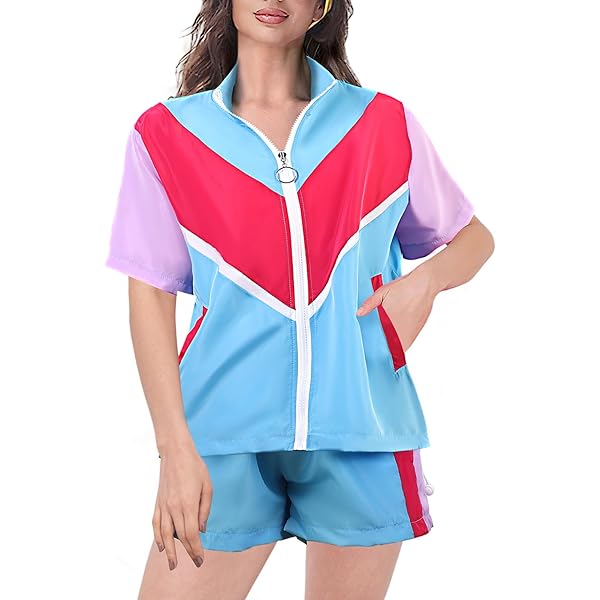 vintage ルームウェア 80s 90s Coseaon 80s Tracksuit for Women Retro Windbreaker Outfit 90s