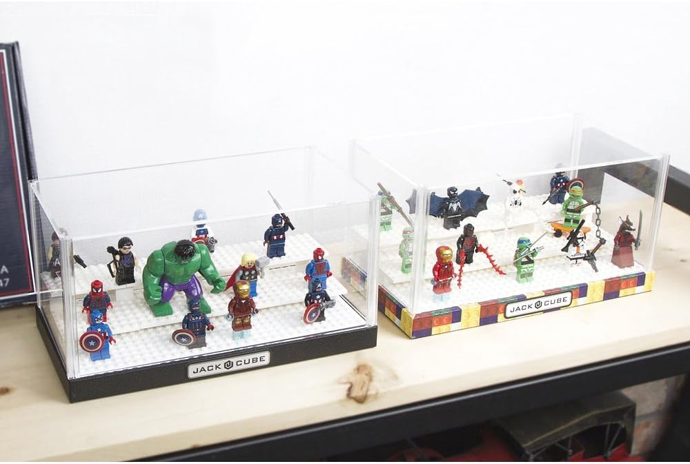 JackCubeDesign Minifigures Brick Building Block Display Showcase(Black ...