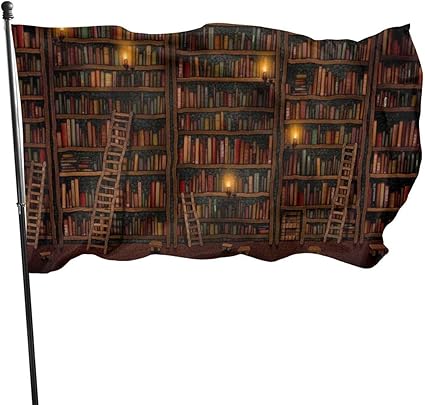 LL-Shop Bandera de jardín de 3 x 5 pies, poliéster de Biblioteca con