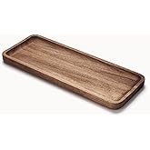 Bathroom Vanity Tray, Acacia Wood Counter Tray, Toilet Tank Tray, Appetizer Charcuterie Snack Serving Board, 13.8 x 5.5 x 0.8 inch